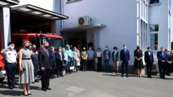 Mbretëresha, mbreti dhe kryeministri gjatë minutës së heshtjes në Belgjikë (20 korrik 2021)