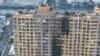Aerial view of the fire at a residential building in Nanjing city, Jiangsu province, China, on Feb. 23, 2024. 