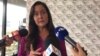 ARCHIVO - Rocío San Miguel, abogada, defensora de DDHH y presidenta de la organización Control Ciudadano, declara a la prensa en Caracas el 26 de julio de 2023.