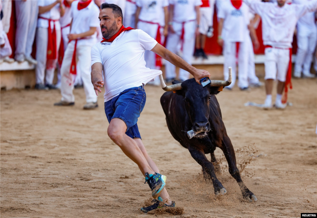 هیجان گاوبازی در خیابان&zwnj;های اسپانیا؛ جشنواره سن&zwnj;فرمین، ژوئیه ۲۰۲۴