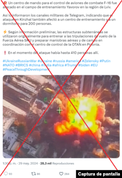 Captura de desinformación en X.