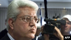 Then-Israeli Foreign Minister David Levy talks to the press after a meeting in Jerusalem, June 26, 2000. Levy, a central figure for decades in Israeli politics, died on June 2, 2024.