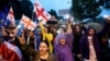 Demonstrators rally to protest a bill on "foreign agents" in Tbilisi, Georgia, May 11, 2024. 