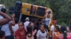 Un autobús con 70 personas se volcó en una carretera en Nicaragua. (FOTO: @Canal4Ni)