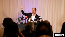 El opositor venezolano, Juan Guaidó, habla durante una conferencia de prensa en Miami, Estados Unidos, el 27 de abril de 2023.
