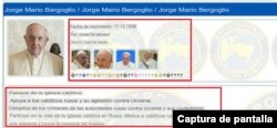 Supuesta ficha del Papa Francisco (traducida con ayuda de Yandex).