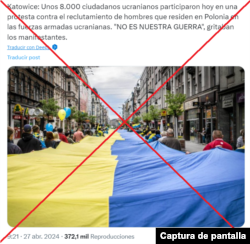 Captura de la publicación realizada en X sobre la supuesta protesta.