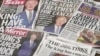 FILE - A selection of front pages of the British national newspapers for Feb. 6, 2024, after it was announced that King Charles III has cancer. 