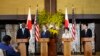 Američki ministar odbrane Lloyd Austin, s državnim sekretarom Antonyjem Blinkenom, govore tokom zajedničke konferencije za novinare sa svojim kolegama, japanskom ministricom vanjskih poslova Yoko Kamikawa i ministrom odbrane Minoru Kihara, u Tokiju, 28. jula 2024.