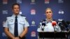Wakil Komisaris Polisi Federal Australia Krissy Barrett bersama Wakil Komisaris Polisi NSW David Hudson dalam konferensi pers di Sydney, 24 April 2024.