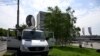 A TV car parks near the F.D. Roosevelt University Hospital, where Slovak Prime Minister Robert Fico is hospitalized following an assassination attempt, in Banska Bystrica, Slovakia, May 21, 2024.