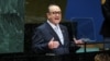 El presidente de Guatemala, Alejandro Giammattei, se dirige al 78 período de sesiones de la Asamblea General de Naciones Unidas en la ciudad de Nueva York, EEUU, el 19 de septiembre de 2023.