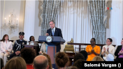 Antony Blinken, secretario de Estado de EEUU, presenta el Informe sobre Trata de Personas en el Departamento de Estado, en Washington.