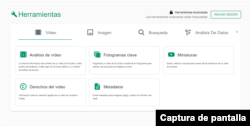 Captura de pantalla de la herramienta de verificación de video Invid.
