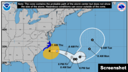 Trayectoria del huracán Idalia. Aviso de las 11:00 am, 31 de Agosto de 2023 [Captura de pantalla del sitio web del Centro Nacional de Huracanes de EEUU]