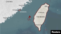 A map showing the location of Taiwan's Kinmen Islands.