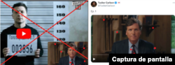 Coincidencias entre la foto de Tucker Carlson publicada en su cuenta oficial de X y la imagen de la desinformación.
