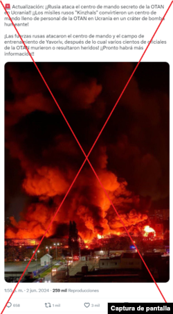 Captura de desinformación en X.