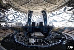 An interior view of the construction site is seen inside the Royal Caribbean's new ship 'Icon of the Seas' at the Turku shipyard in Finland's southwest coast, May 30, 2023.