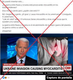 Captura de la publicación que circula en redes y que incluye la imagen falsificada.