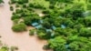 A lodge is seen in the flooded Maasai Mara National Reserve, which left dozens of tourists stranded in Narok County, Kenya, May 1, 2024.