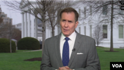 John Kirby, portavoz del Consejo de Seguridad Nacional de la Casa Blanca, habla con la Voz de América. Muestra de una captura de pantalla de una entrevista a las afueras de la Casa Blanca, el 6 de marzo de 2024.