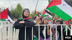 Palestinos en Chile exigen el fin de toda violencia. Fotografía: Nicolás Cortés/VOA