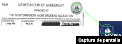Comparación entre el logo de 2011 de MYBA y el de los documentos que probarían la compra.