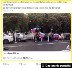 Captura de la publicación en X.