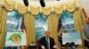 U.S. President Donald Trump holds an Oval Office meeting on preparations for hurricane Florence at the White House in Washington, Sept. 11, 2018.