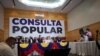 Rueda de prensa de los miembros del Comité Organizador de la Consulta Popular opositora en Caracas, el 19 de octubre de 2020.