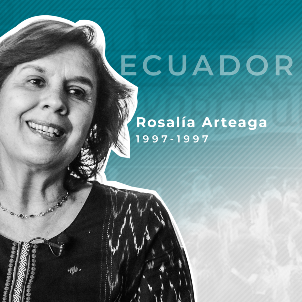 Primera mujer presidenta y vicepresidenta de Ecuador. Asumió el poder por dos días, después de que el presidente Abdalá Bucaram fuera destituido del puesto. El Congreso la removió del cargo e instaló al presidente del legislativo, Fabian Alarcó, como presidente interino. Fue ministra de Educación y Cultura durante el gobierno de Bucaram. 