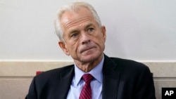 ARCHIVO - El asesor comercial de la Casa Blanca, Peter Navarro, escucha mientras el presidente Donald Trump habla durante una conferencia de prensa en la Casa Blanca, el 14 de agosto de 2020, en Washington.