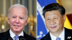 Esta imagen combinada muestra al presidente de Estados Unidos, Joe Biden, en Washington, el 6 de noviembre de 2021, y al presidente de China, Xi Jinping, en Brasilia, Brasil, el 13 de noviembre de 2019.