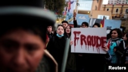 Los manifestantes acusaron de fraude a los resultados anunciados por el Tribunal Electoral de Bolivia el 21 de octubre de 2019.
