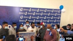Félix Madariaga, de la Unidad Nacional Azul y Blanco, anuncia su precandidatura presidencial en Nicaragua. Foto Daliana Ocaña, VOA.