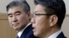 U.S. State Department's Special Representative for North Korea Policy Sung Kim, left, watches as his South Korean counterpart Kim Hong-kyun speaks during a joint press conference after their meeting to exchange views on North Korea's fifth nuclear test conducted on last Friday at the Foreign Ministry in Seoul, South Korea, Tuesday, Sept. 13, 2016.