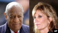 Combinación de imágenes de Bill Cosby y Judy Huth. El jurado en el juicio civil contra Cosby lo declaró culpable de abusar de Huth cuando ella tenía 16 años en 1975 y le otorgó a la víctima 500.000 dólares el 21 de junio de 2022. (Foto AP/archivo)