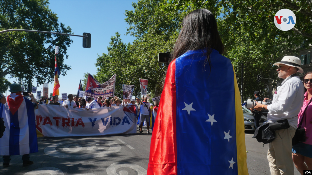 A la protesta no sólo asistieron miembros de la diáspora cubana. Migrantes de países como Venezuela, también decidieron apoyar la causa cubana. &nbsp;