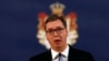 Predsednik Srbije Aleksandar Vučić na konferenciji za štampu u Beogradu, Foto: AP