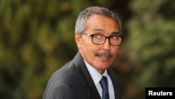 Khatri Addouh, leader of the Sahrawi delegation and Frente Polisario, arrives for a roundtable on Western Sahara at the United Nations in Geneva, Switzerland, Dec. 5, 2018.