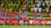 Les Léopards de la RDC célèbrent après leur victoire 3-1 contre les Eperviers du Togo à la CAN 2017, au stade Port-Gentil, Gabon, 24 janvier 2017.