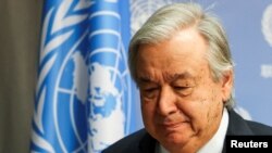 El secretario general de la ONU, António Guterres, tras culminar un conferencia de prensa en la sede de la organización en Nueva York, el pasado 6 de noviembre de 2023. Esta semana, se manifestó sobre el conflicto territorial entre Venezuela y Guyana.