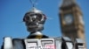 FILE - The mock killer robot was displayed in London in April 2013 during the launching of the Campaign to Stop Killer Robots, which calls for the ban of lethal robot weapons that would be able to select and attack targets without any human intervention.