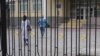 Entering a school in Moscow.