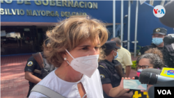Cristiana Chamorro, exdirectora de la Fundación Violeta Barrios de Chamorro al presentarse en el Ministerio de Gobernación, el jueves 20 de mayo de 2021. [Foto Houston Castillo/VOA].