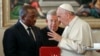 Pope Francis talks with Congo President Joseph Kabila during a private audience in the pontiff's studio, at the Vatican, Sept. 26, 2016. 