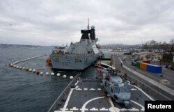British Royal Navy destroyer HMS Duncan is seen during a port visit in Istanbul, Feb. 19, 2018.