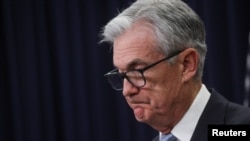 El presidente de la FED, Jerome Powell, durante el anuncio de una nueva subida de los tipos de interés, en Washington, el 22 de marzo de 2023.
