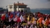 Crowds attend a demonstration marking International Women's Day in Istanbul, Turkey, on March 8, 2025.